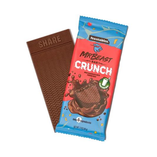 Feastables Mr Beast Bar Crunch, barretta al cioccolato di Mr Beast con riso soffiato da 60g