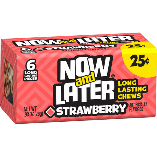 Now & Later Chewy Strawberry - Caramelle morbide alla Fragola - 26g