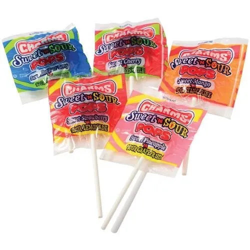 Charms Sweet ‘N’ Sour Pops – lecca lecca dolce e aspro alla frutta – 1 pezzo casuale